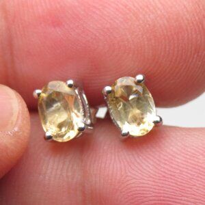 *925 Sterling Silver Genuine Citrine Earring Studs